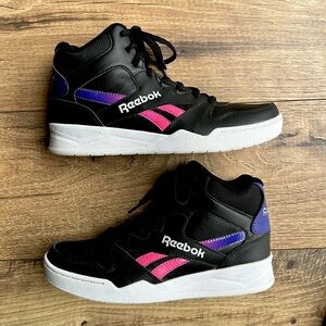 Womens Reebok black purple pink high-tops hi tops tennis shoes sneakers size 8